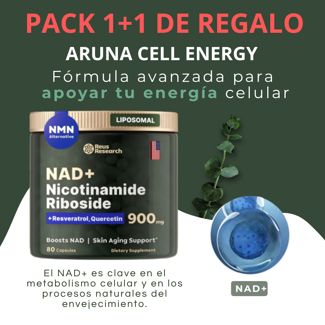 ARUNA CELL ENERGY| NAD+ Recupera tu Energía, tu Piel y tu Vitalidad desde el interior Pack 1+1 De Regalo